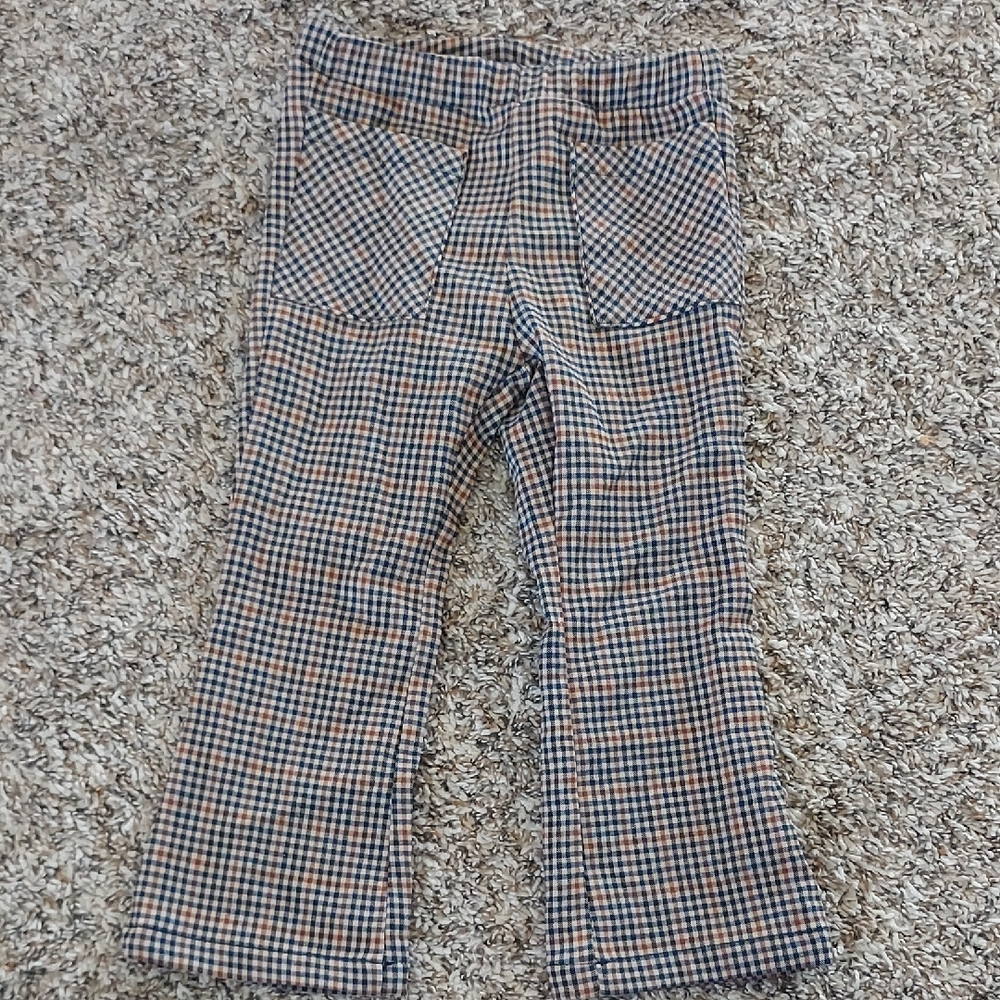 Kids ZARA Checkered Pants - Navy, Tan and Brown